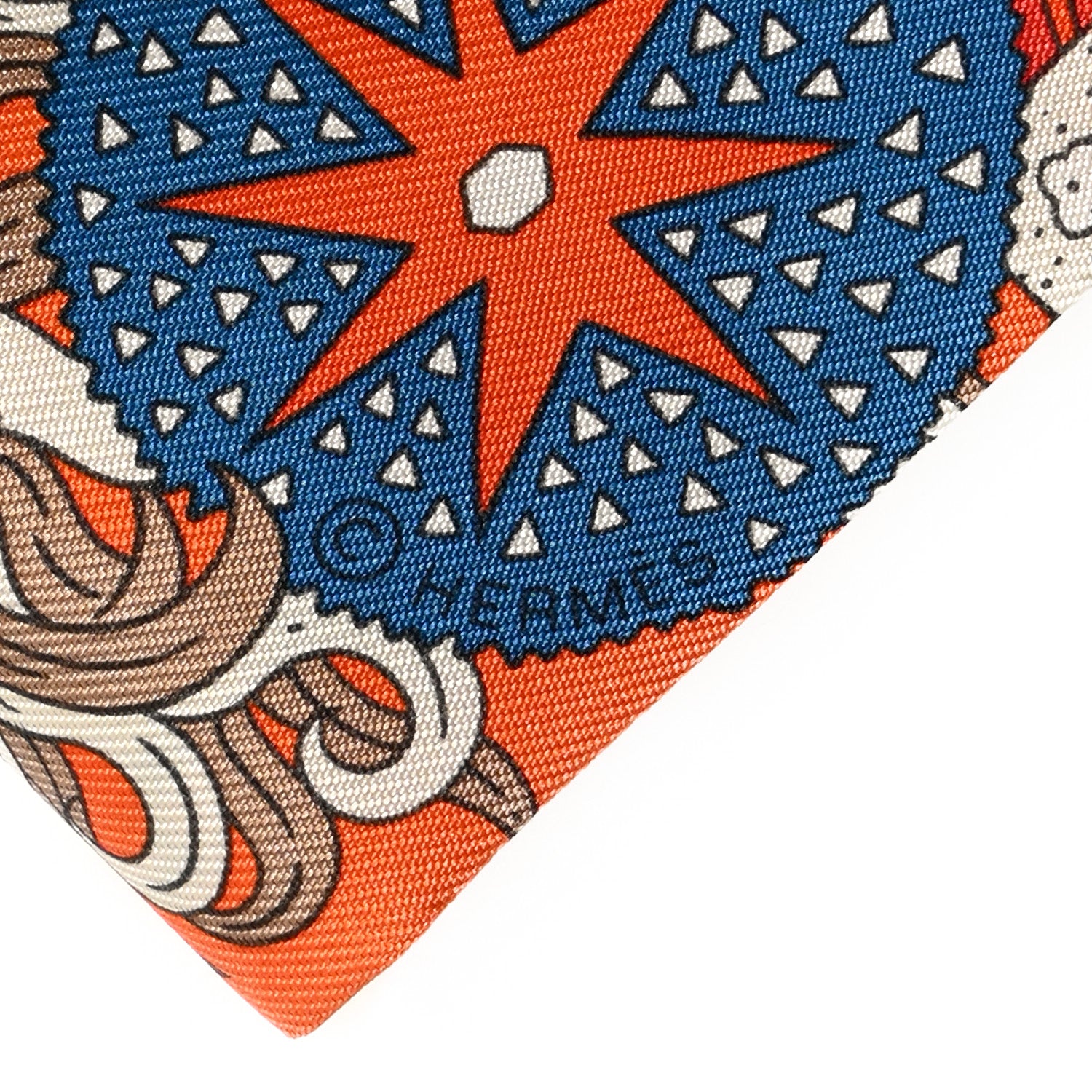 Hermes Silk De l'Ombrelle Aux Duels Twilly Bleu Potiron Creme 4 of 5