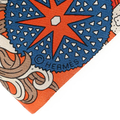 Hermes Silk De l'Ombrelle Aux Duels Twilly Bleu Potiron Creme 4 of 5