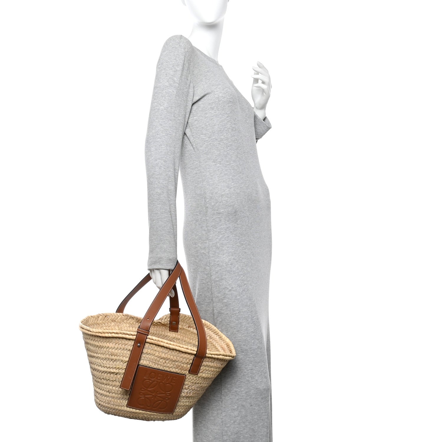 Loewe Raffia Medium Basket Tote Bag Natural Tan 2 of 10