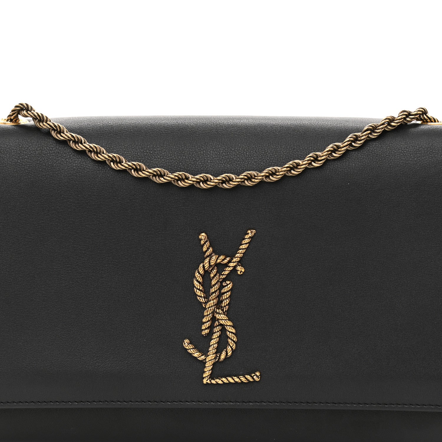 Saint Laurent Smooth Calfskin Medium Braided Monogram Kate Satchel Black 7 of 12