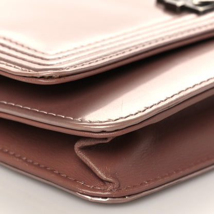 Chanel Metallic Glazed Calfskin Boy Wallet On Chain WOC Pink 9 of 10