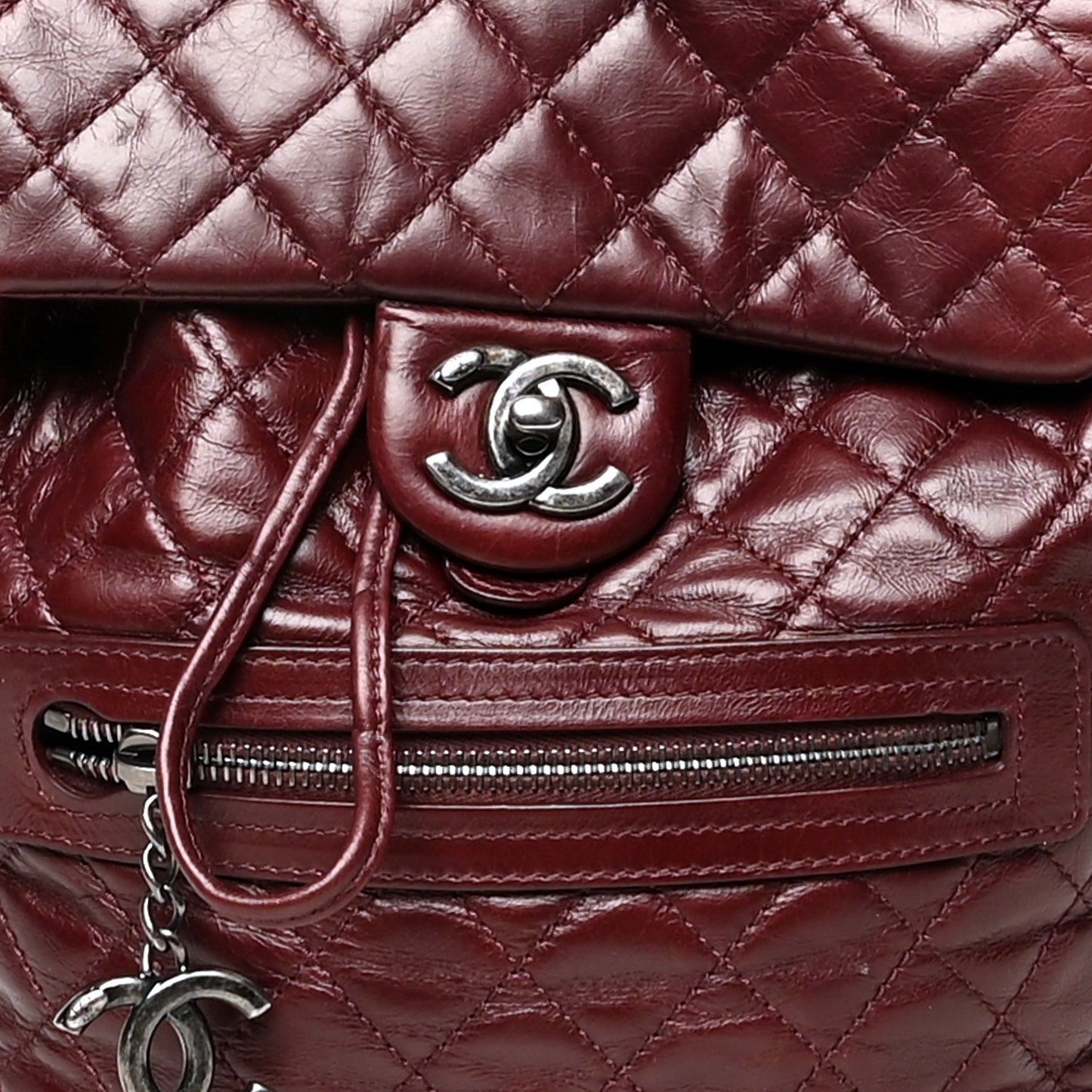 Glazed Calfskin Quilted Small Salzburg Mountain Backpack Burgundy