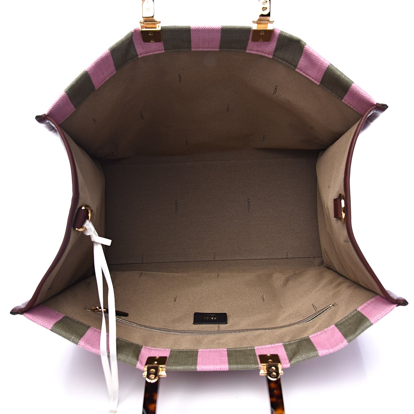 Raffia Vitello Seta Plexiglass Pequin Gingham Woven Large Fendi Sunshine Shopper Tote Military Rosa