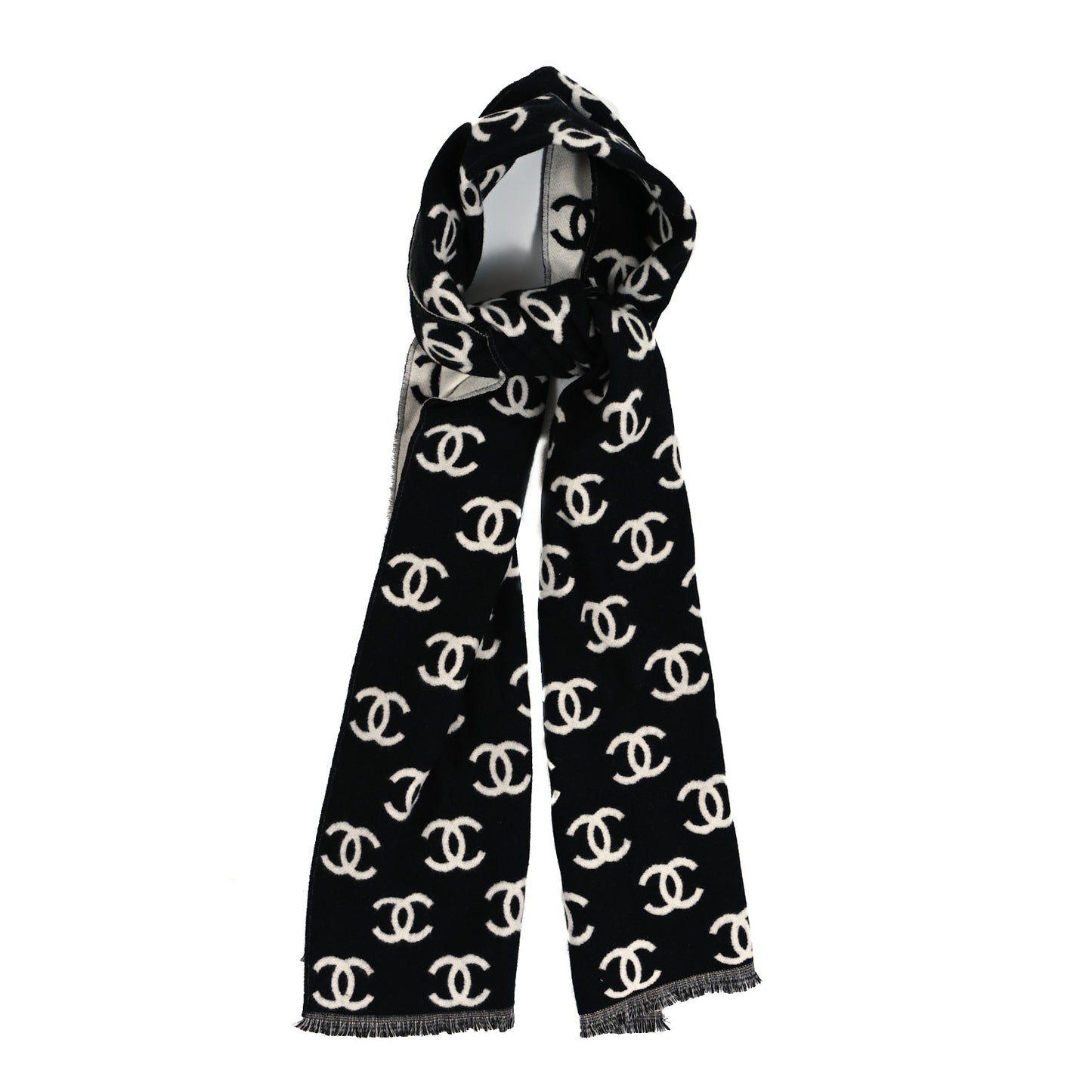 Wool Cashmere CC Scarf Black White