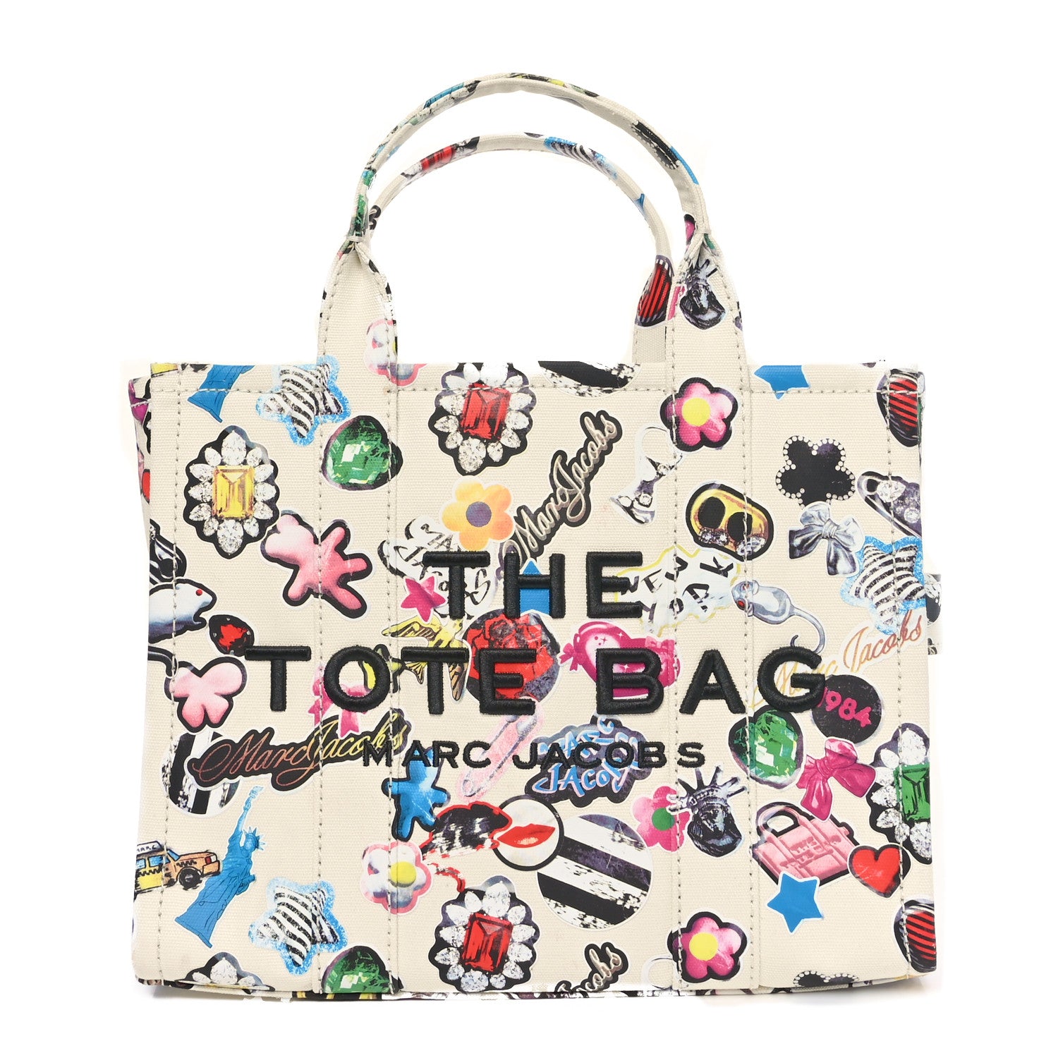Marc Jacobs Cotton Canvas Sticker Tote Bag White Multicolor 1 of 10