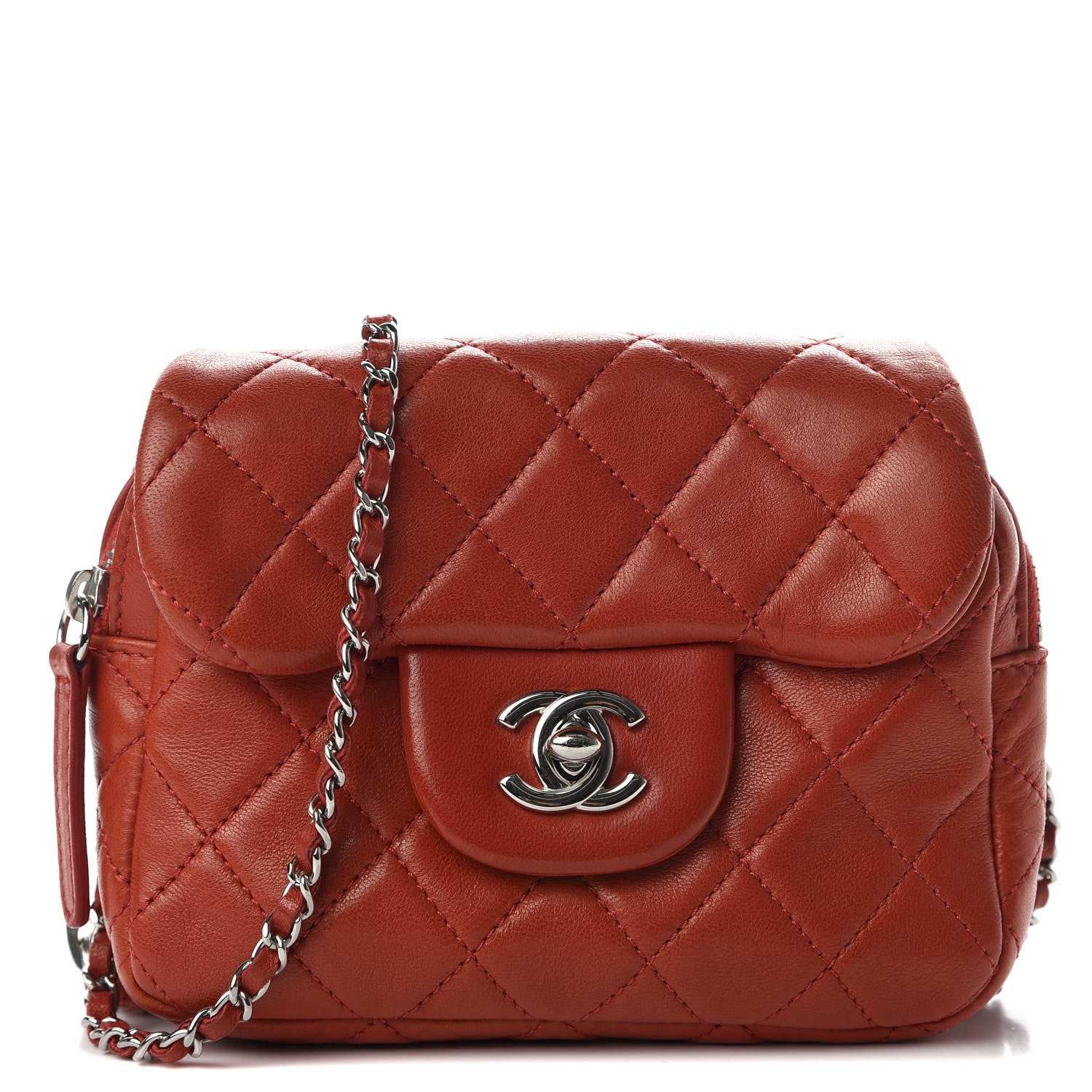 Chanel Lambskin Quilted New Mini Flap Red 1 of 9