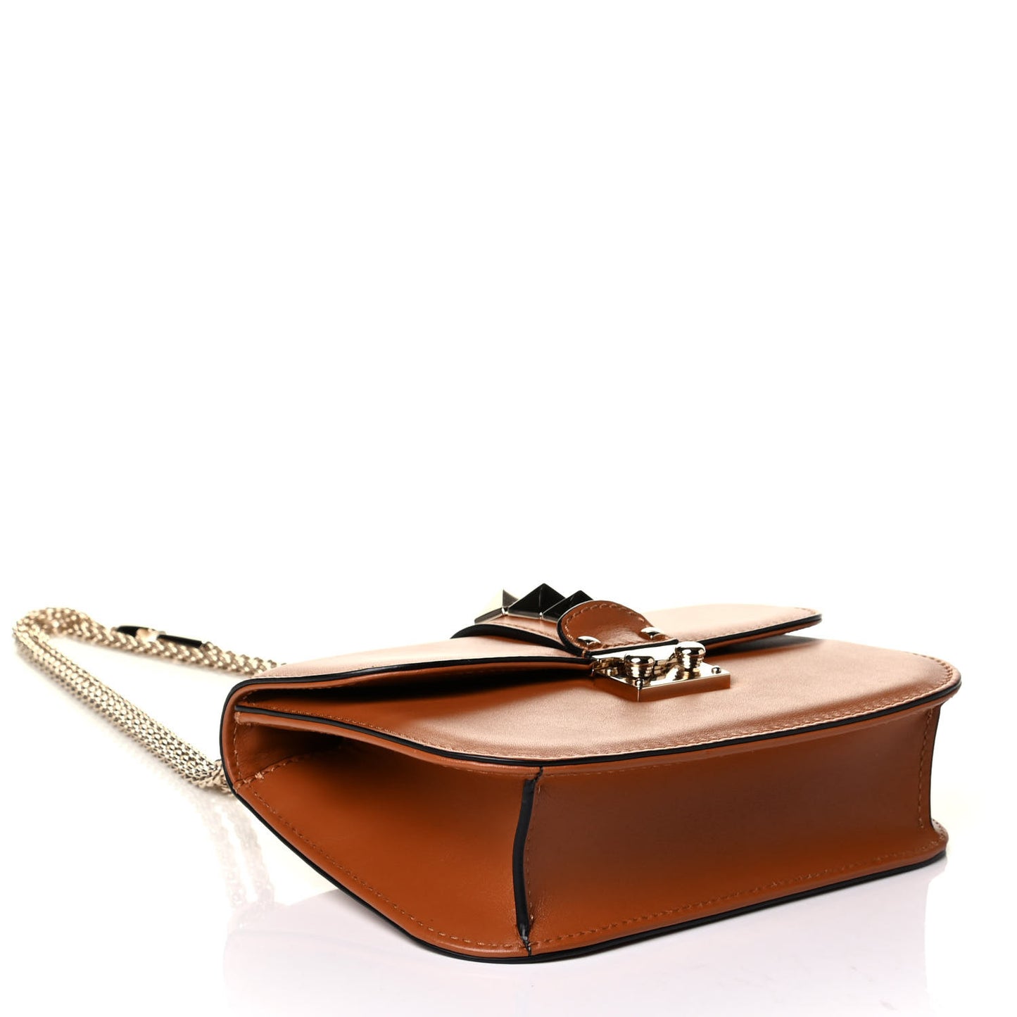 Vitello Small Glam Lock Rockstud Flap Light Cuir