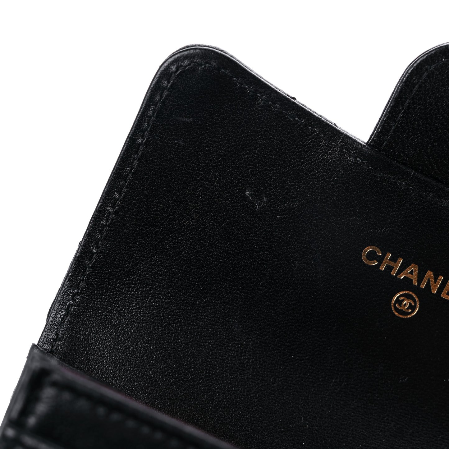 Lambskin Quilted Flap Card Holder Wallet Black