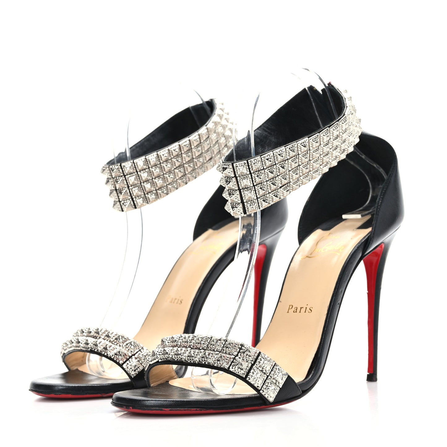 Nappa Priyadora 100 Studded Sandals 39.5 Black Silver