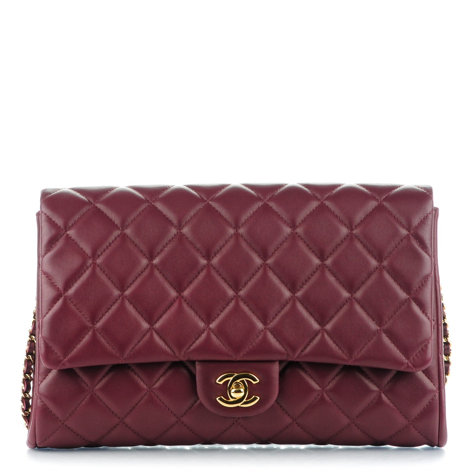 Chanel Lambskin Quilted Clutch With Chain Flap Bordeaux 1 of 8