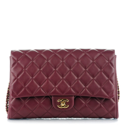 Chanel Lambskin Quilted Clutch With Chain Flap Bordeaux 1 of 8