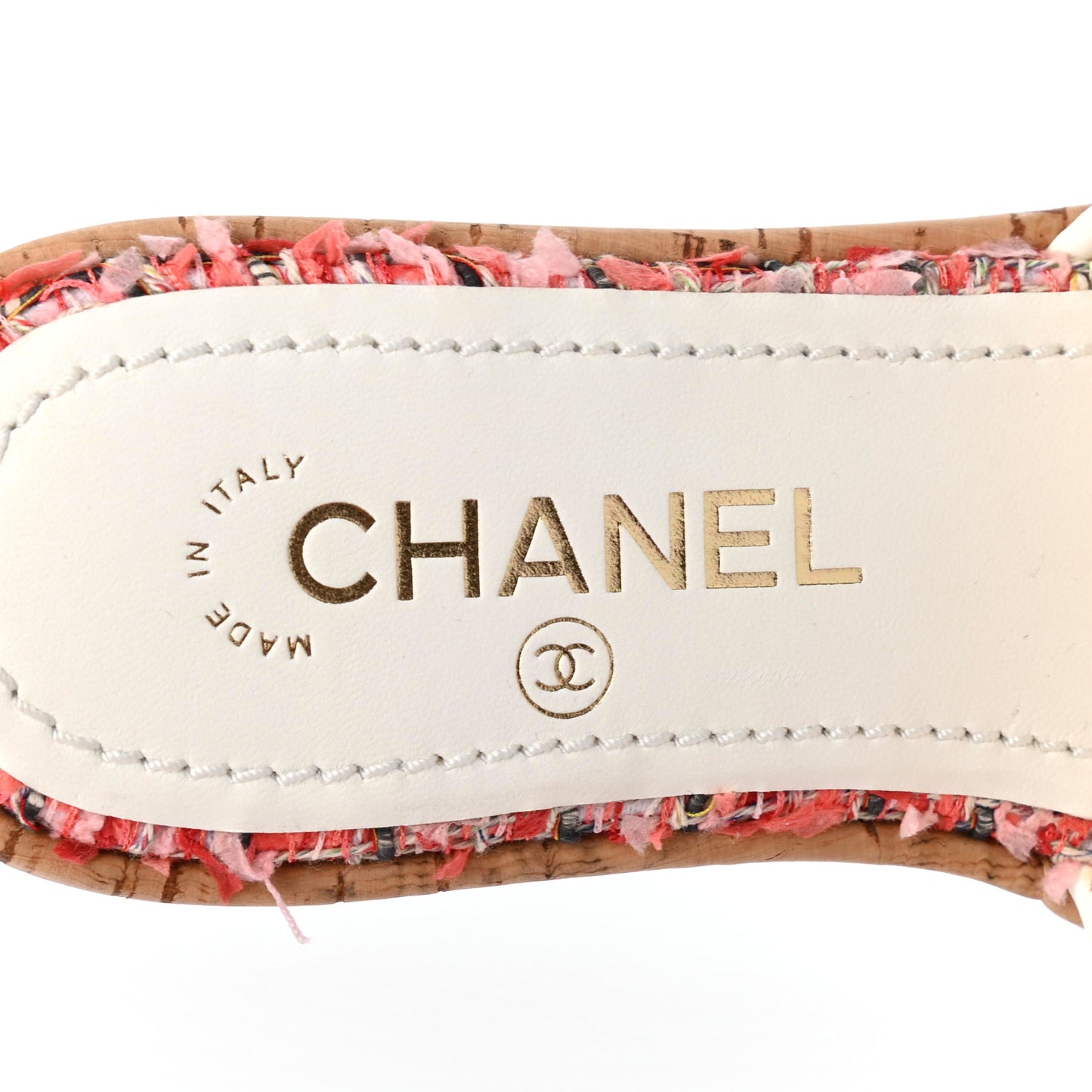 Tweed Cork Mule Sandal 35 Coral Red Pink