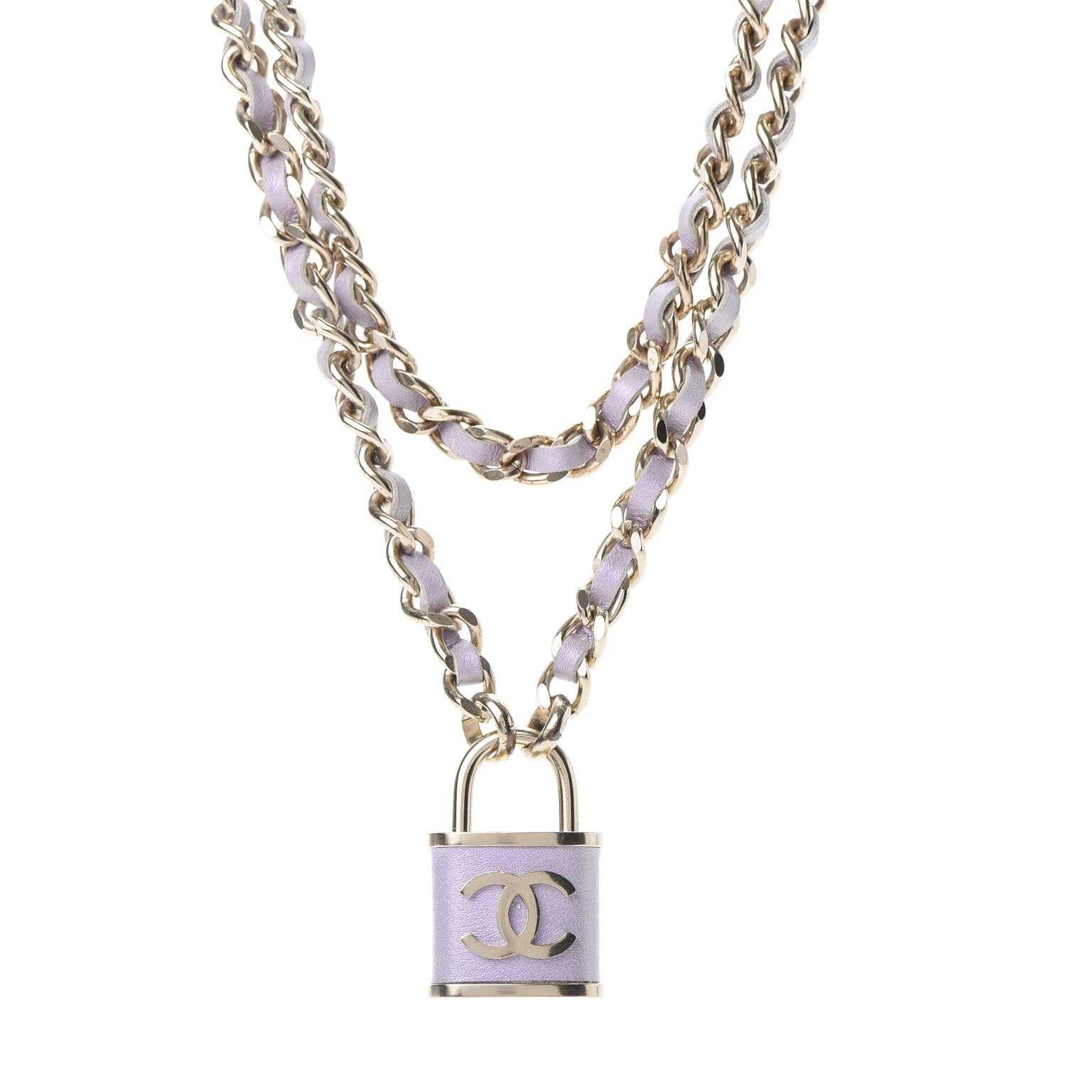 Chanel Metal Lambskin Lock Necklace Pink 1 of 5