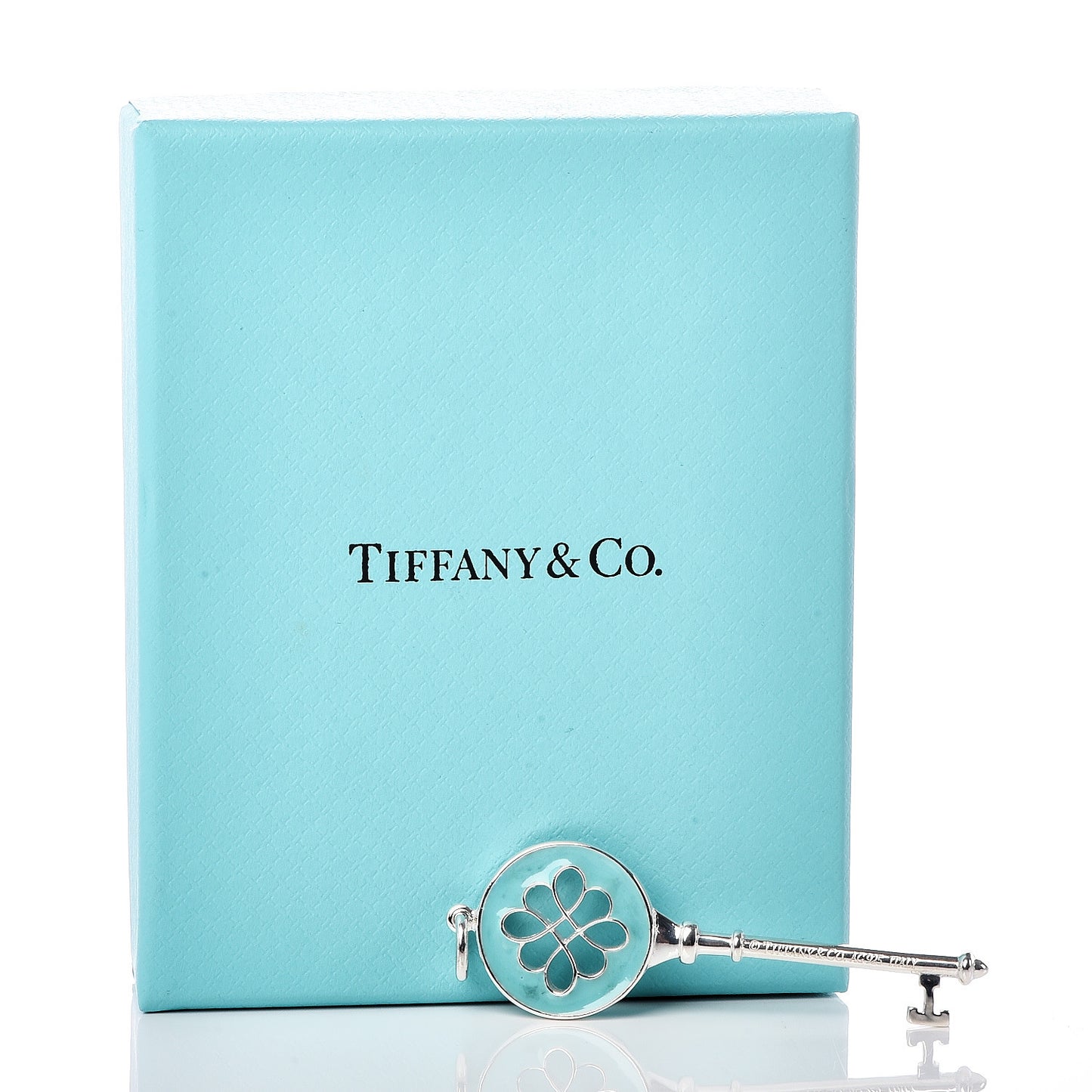 Sterling Silver Enamel Knot Key Pendant Blue