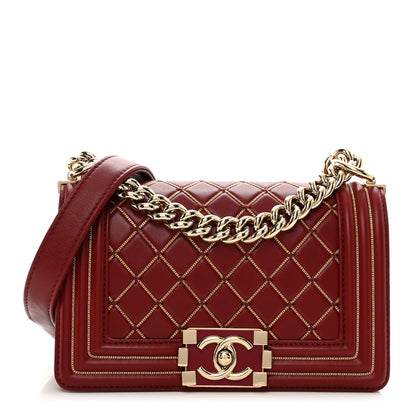 Chanel Lambskin Quilted Small Chain Detail Boy Flap Red 1 of 10