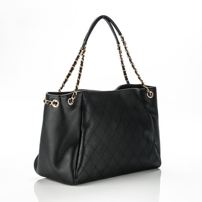 Chanel Grained Calfskin Quilted Large Supple Rock Shopping Tote Black 3 of 7