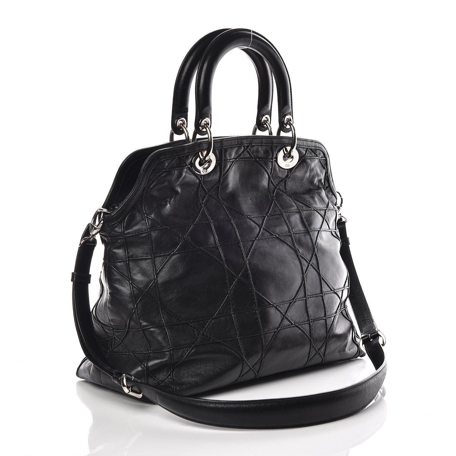 Christian Dior Lambskin Cannage Medium Granville Tote Black 4 of 19