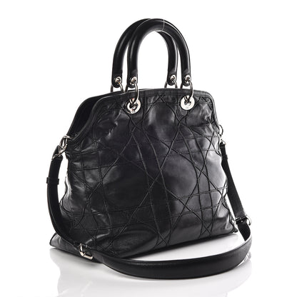 Christian Dior Lambskin Cannage Medium Granville Tote Black 4 of 19