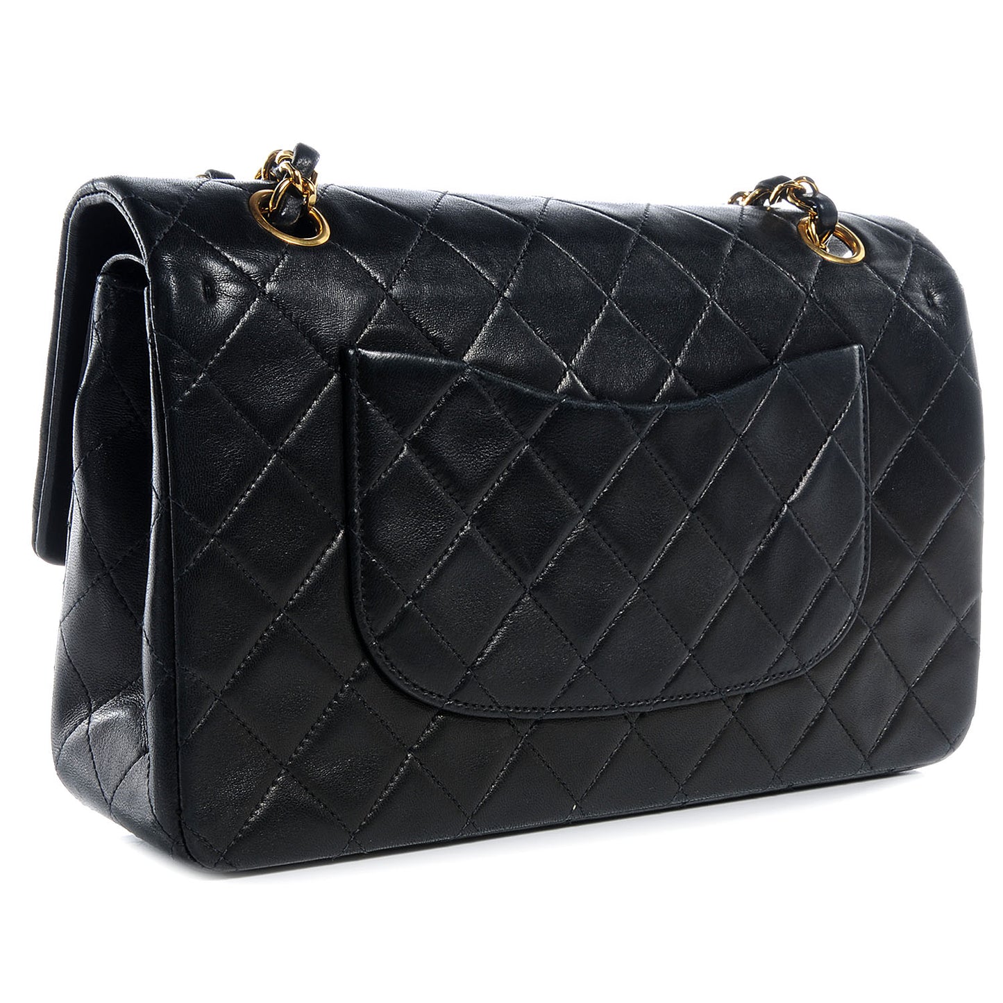 Lambskin Medium Double Flap Black