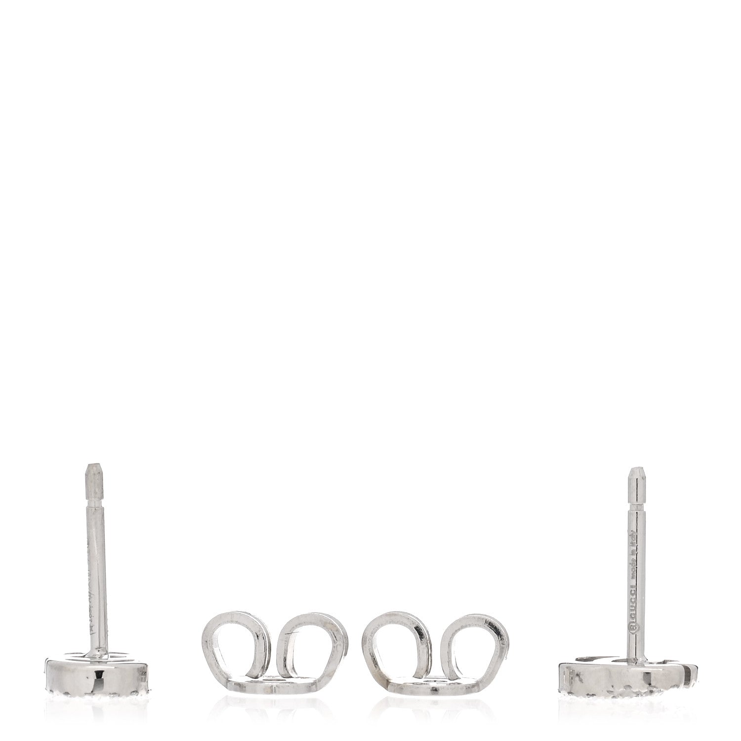 Gucci 18K White Gold Diamond Mini Running G Earrings 3 of 4