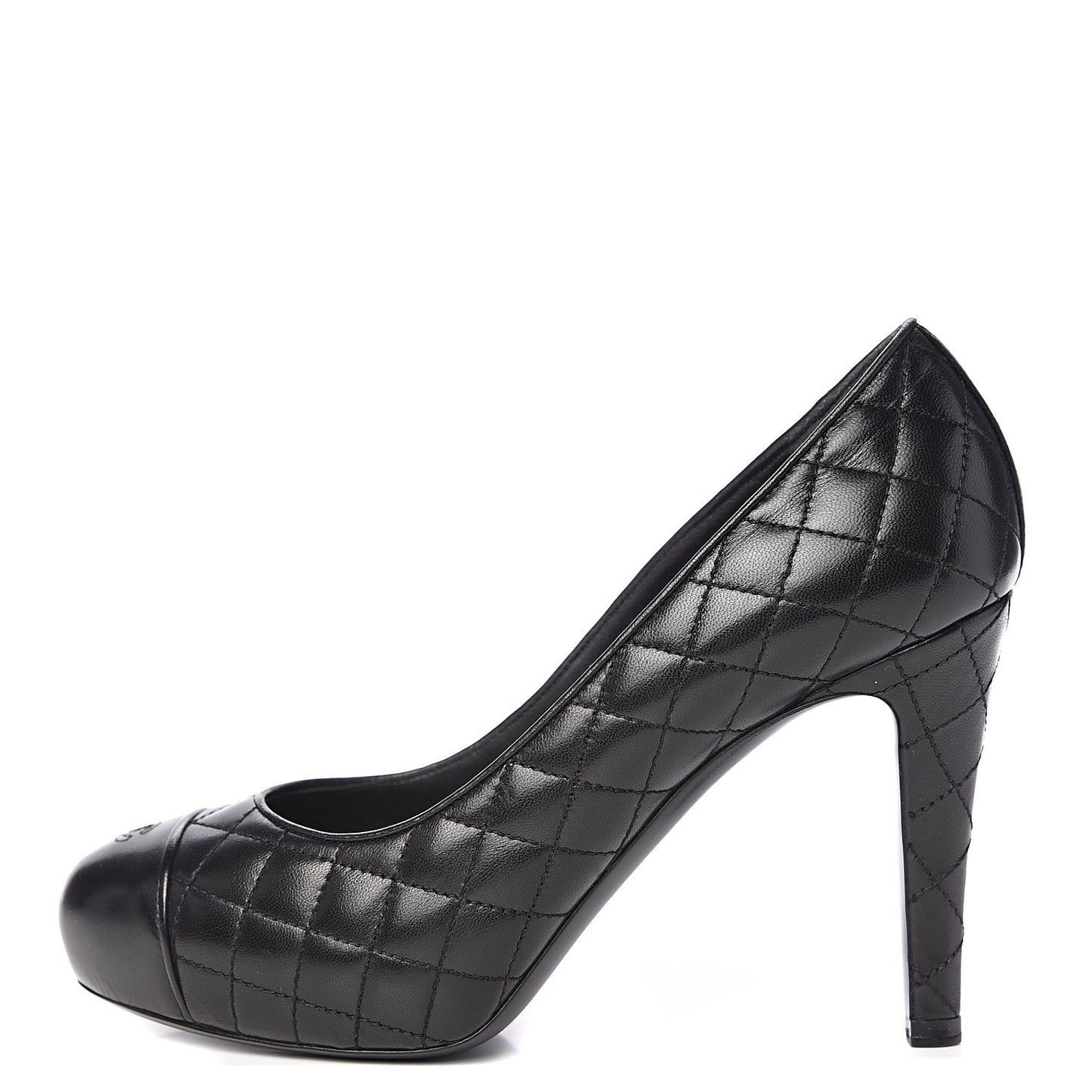 Lambskin Quilted Cap Toe Pumps 36.5 Black