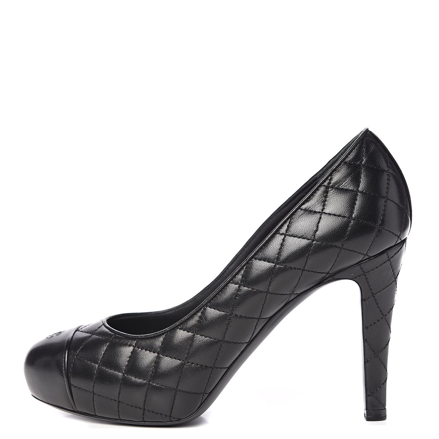 Chanel Lambskin Quilted Cap Toe Pumps 36.5 Black 1 of 9