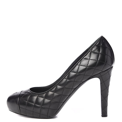 Chanel Lambskin Quilted Cap Toe Pumps 36.5 Black 1 of 9