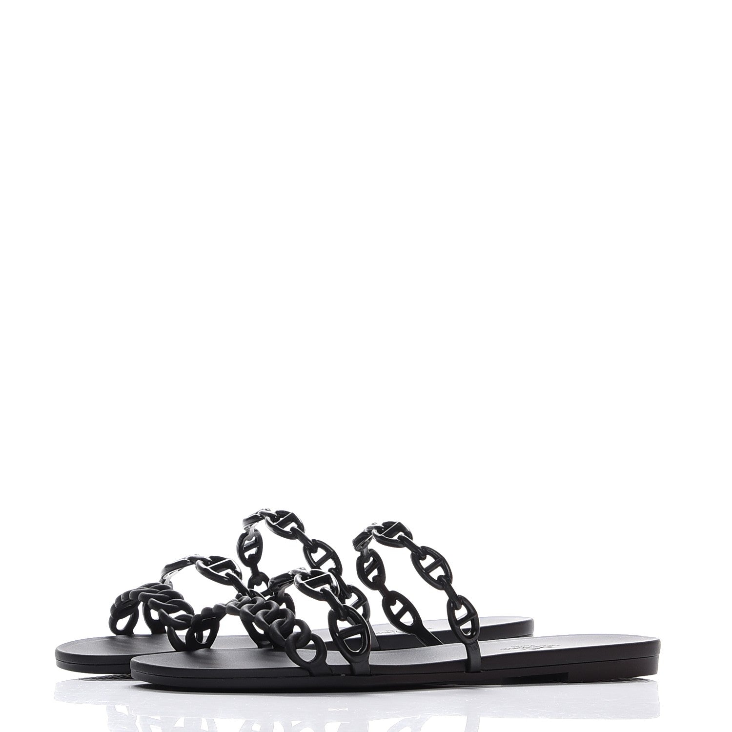Hermes Rubber Chaine d'Ancre Rivage Sandals 37 Black 3 of 8