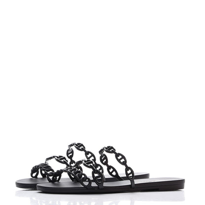 Hermes Rubber Chaine d'Ancre Rivage Sandals 37 Black 3 of 8