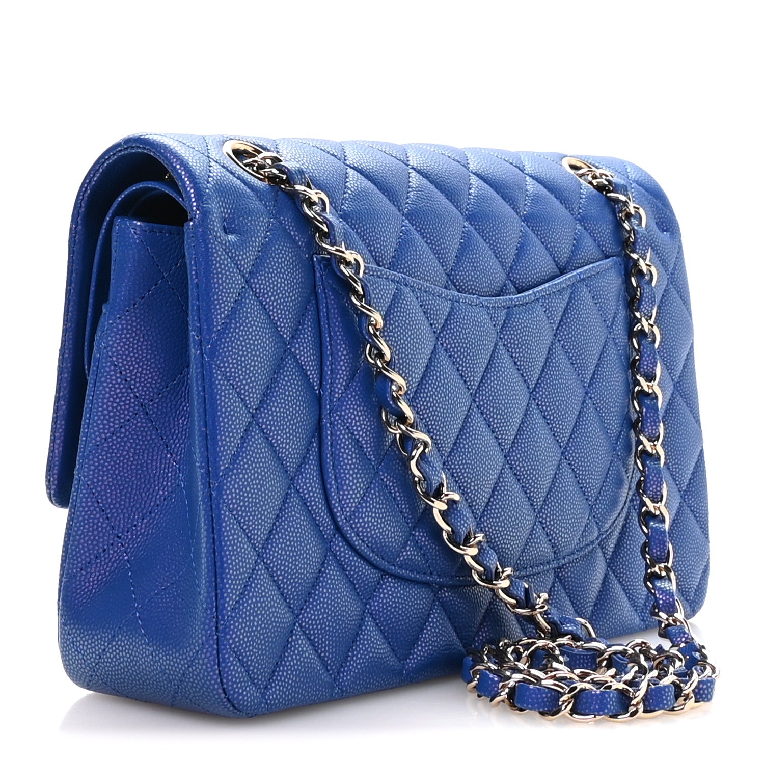 Chanel Iridescent Caviar Quilted Medium Double Flap Blue 3 of 10
