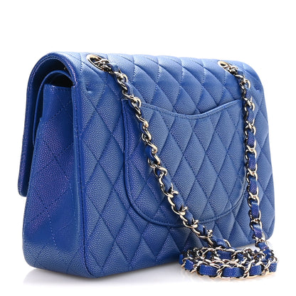 Chanel Iridescent Caviar Quilted Medium Double Flap Blue 3 of 10