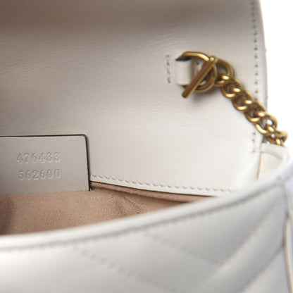 Gucci Calfskin Matelasse Super Mini GG Marmont Shoulder Bag White 7 of 11