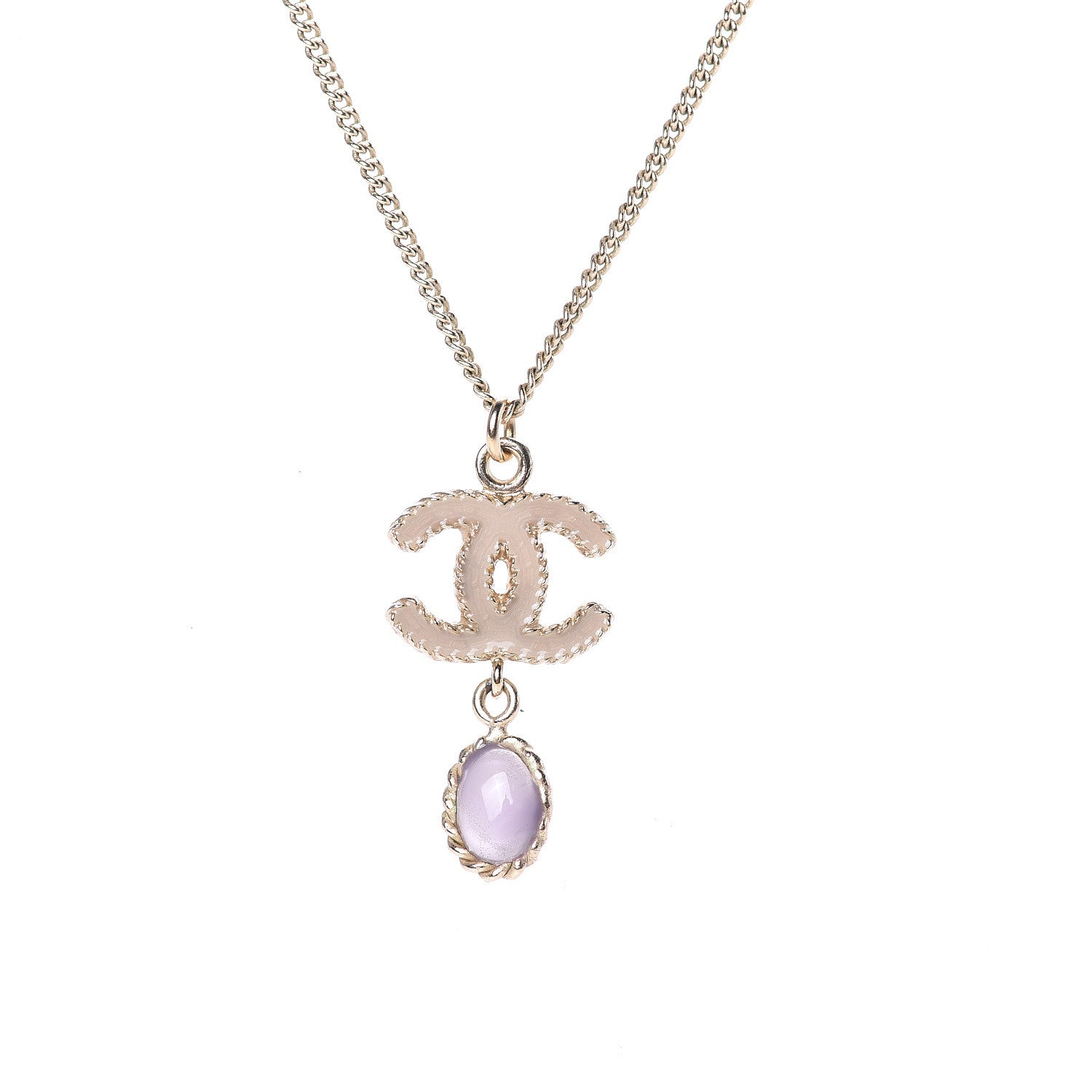 Chanel Enamel Resin CC Drop Necklace Gold 4 of 5
