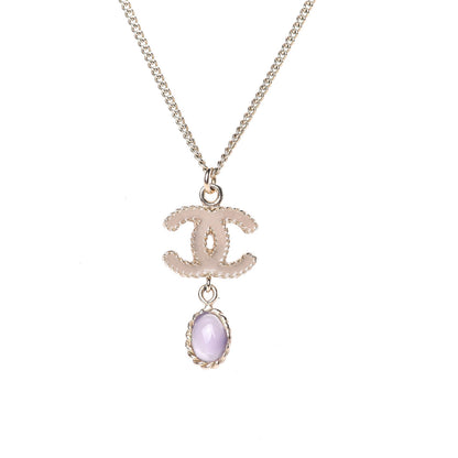 Chanel Enamel Resin CC Drop Necklace Gold 4 of 5