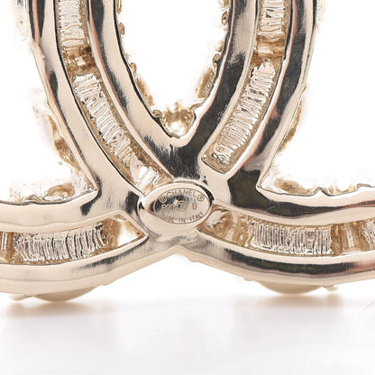 Chanel Crystal Pearl CC Dazzling Domino Brooch Gold 4 of 5