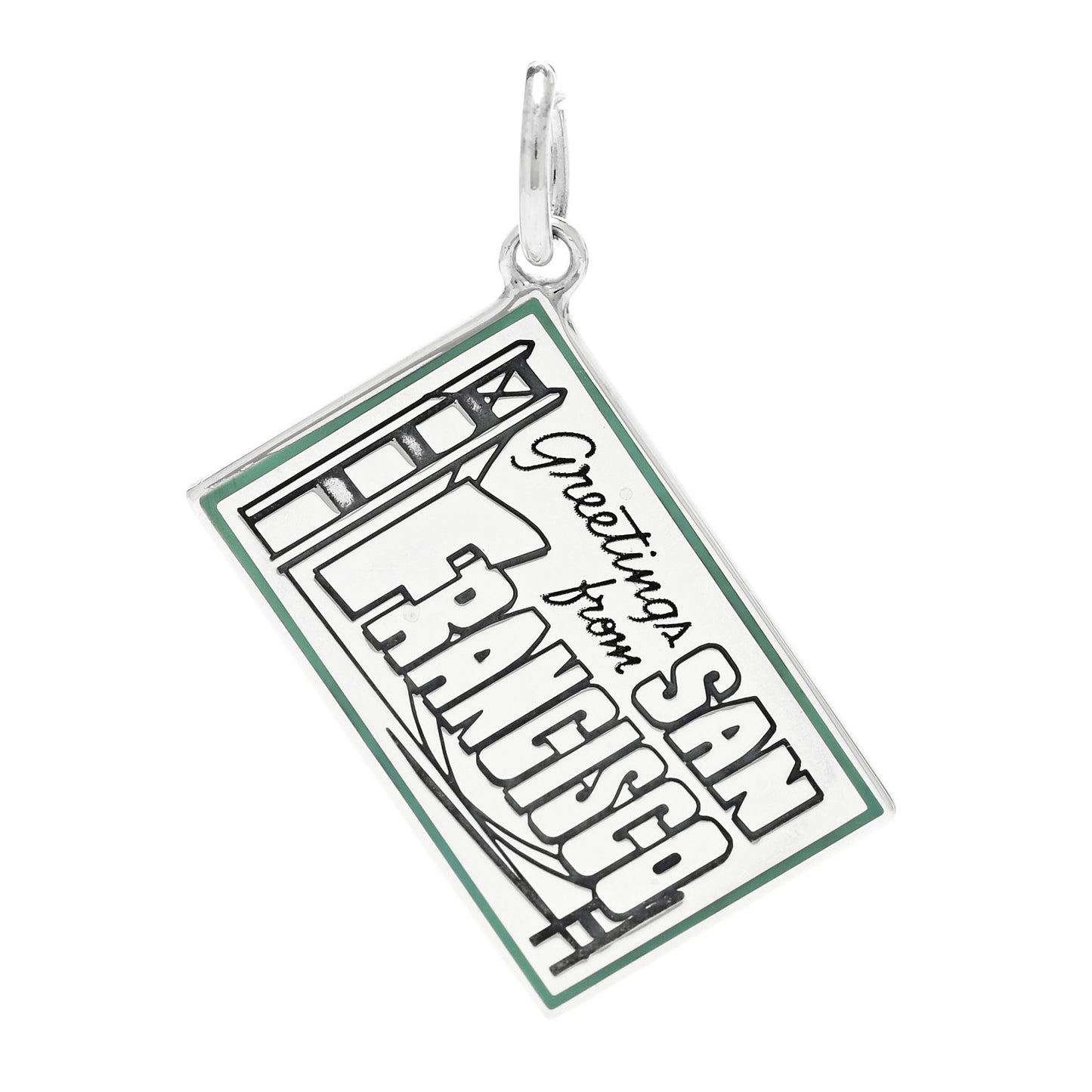 Sterling Silver Enamel San Francisco Postcard Charm Blue