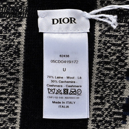 Christian Dior Wool Cashmere Reversible Oblique Snood Blue White 5 of 5