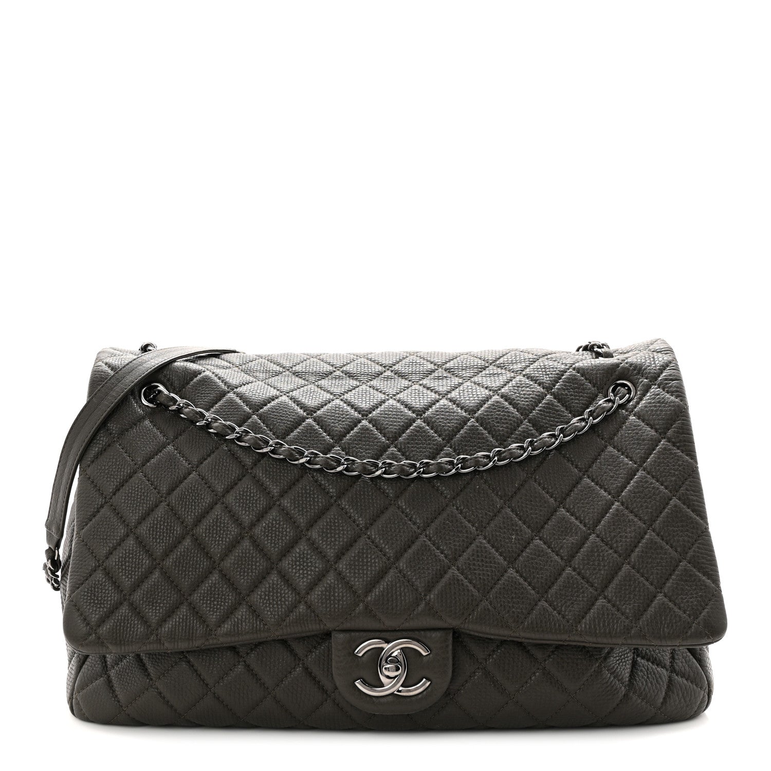 Chanel Calfskin Quilted XXL Travel Flap Bag Khaki 1 of 12