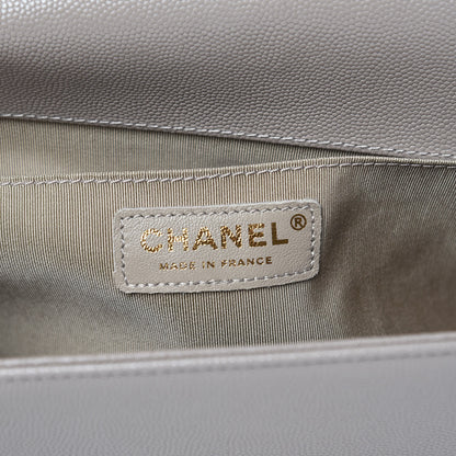 Chanel Caviar Quilted Medium Boy Flap Dark Beige 9 of 11