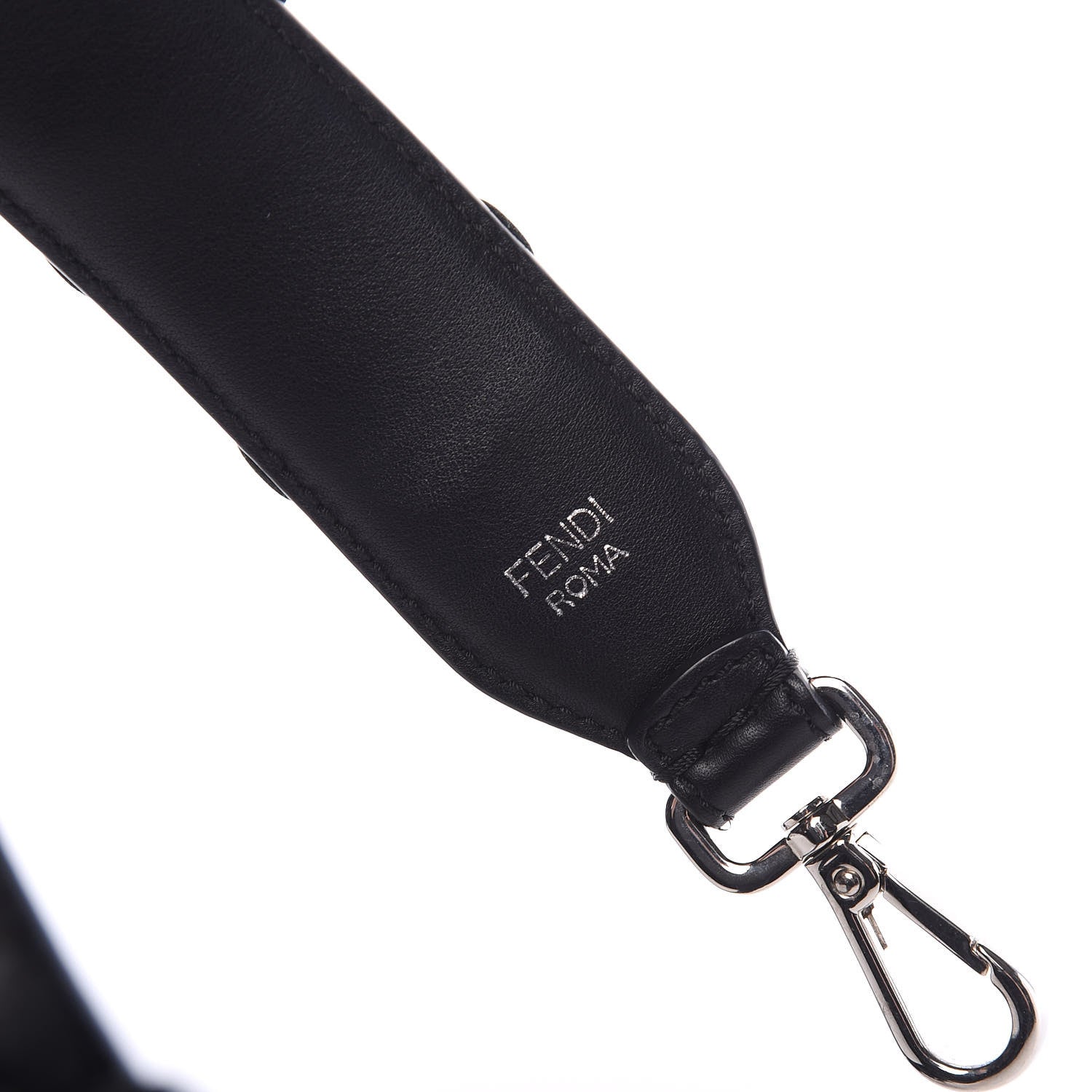 Fendi Vitello Dolce Nappa Patent Flowerland Studded Strap You Black 3 of 6