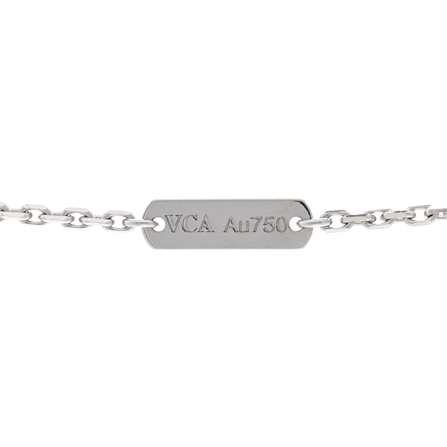 18K White Gold Diamond Vintage Alhambra Pendant Necklace