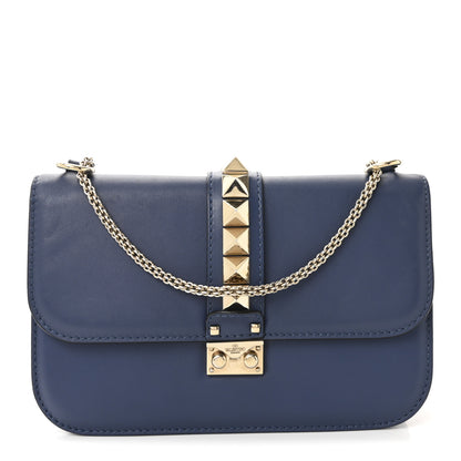 Valentino Garavani Vitello Medium Glam Lock Rockstud Flap Indigo 1 of 9