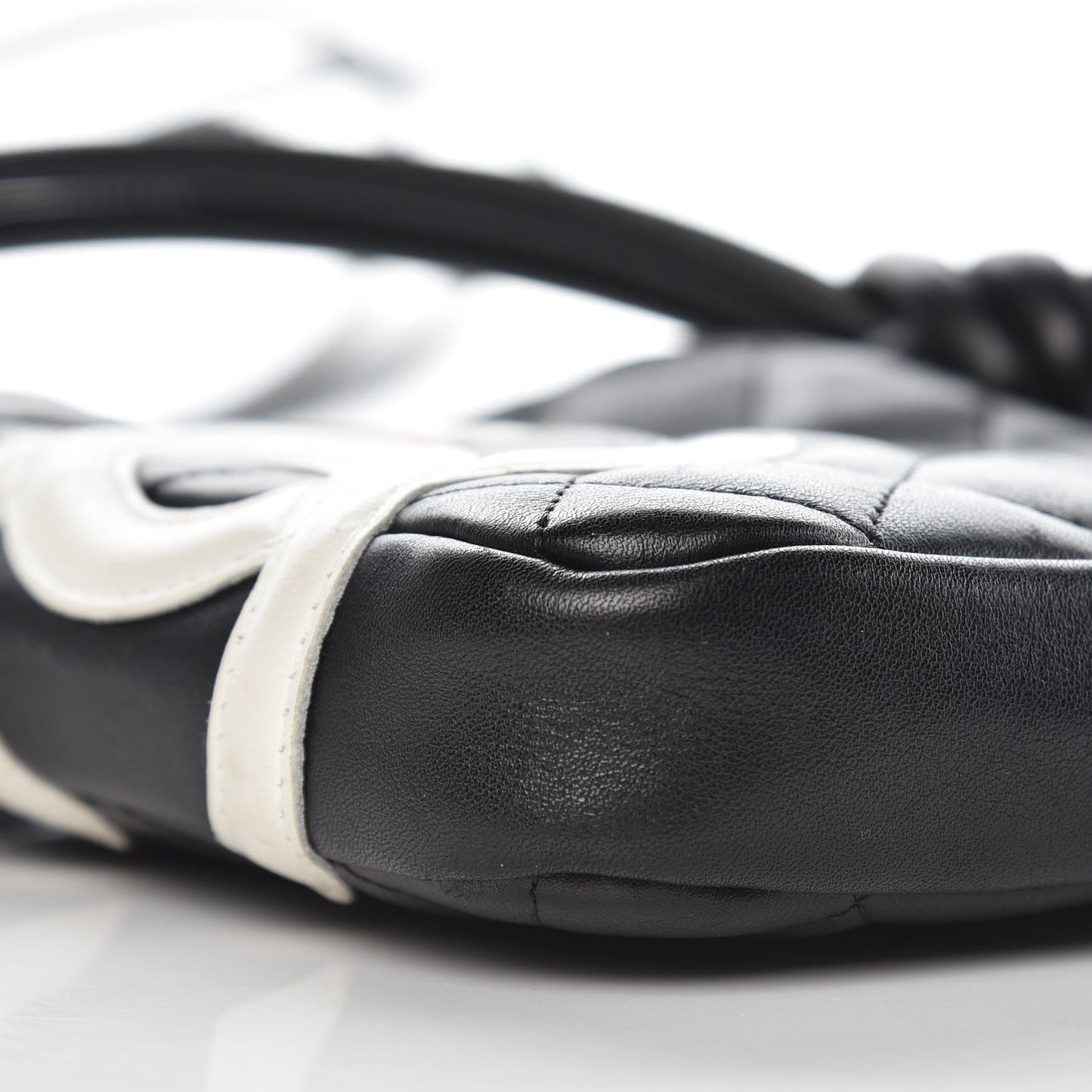 Calfskin Quilted Small Cambon Messenger Black White