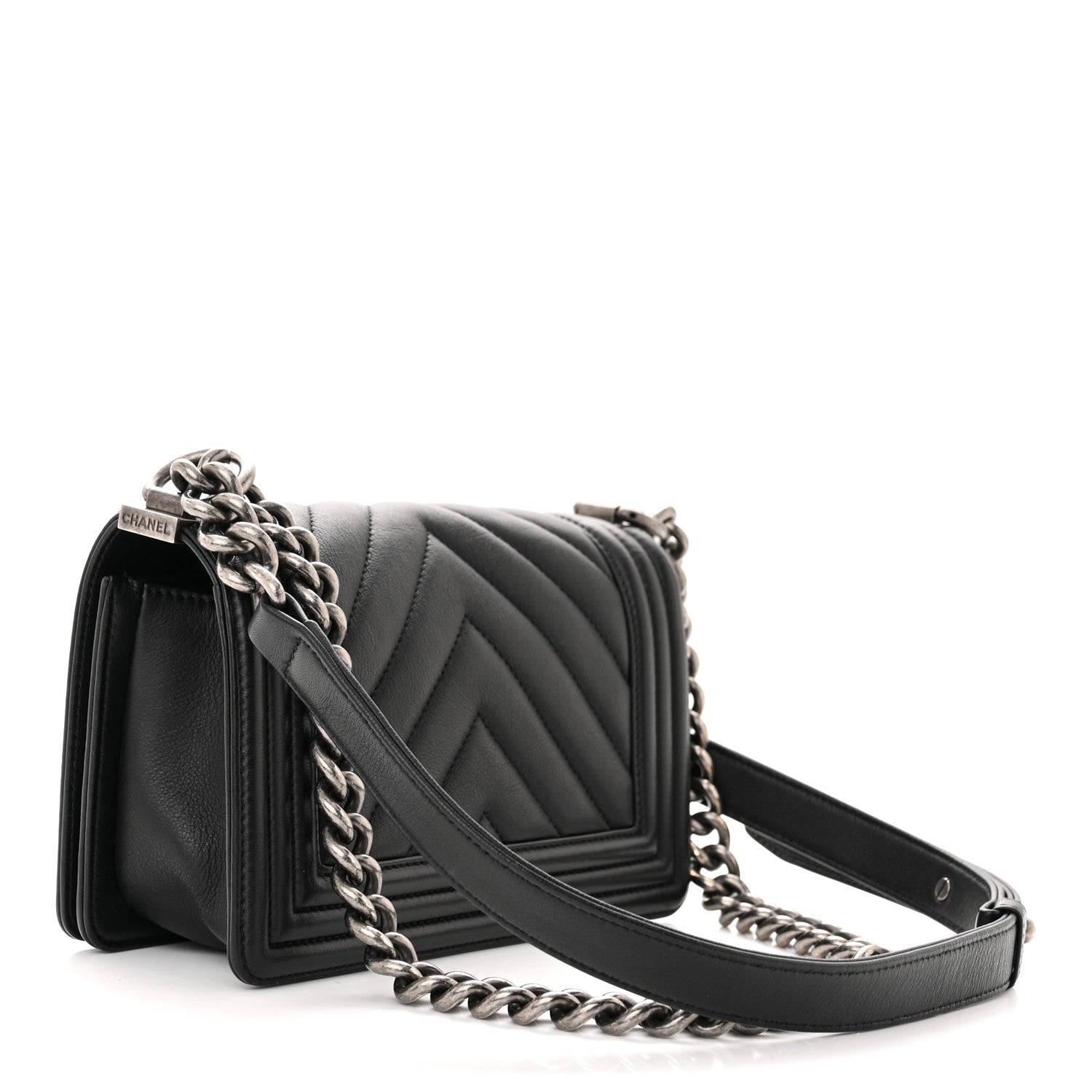 Chanel Calfskin Chevron Quilted Small Boy Flap Black 3 of 12