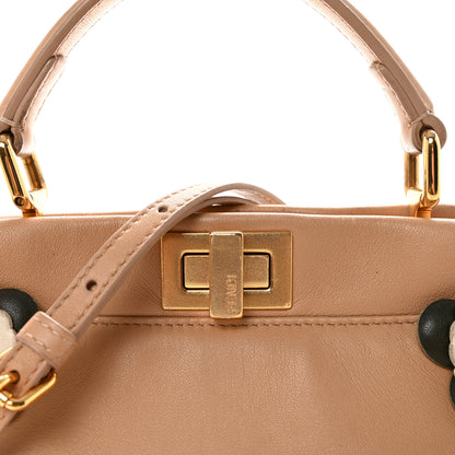 Fendi Nappa Flowerland Mini Peekaboo Iconic Satchel Miele Scuro 7 of 12