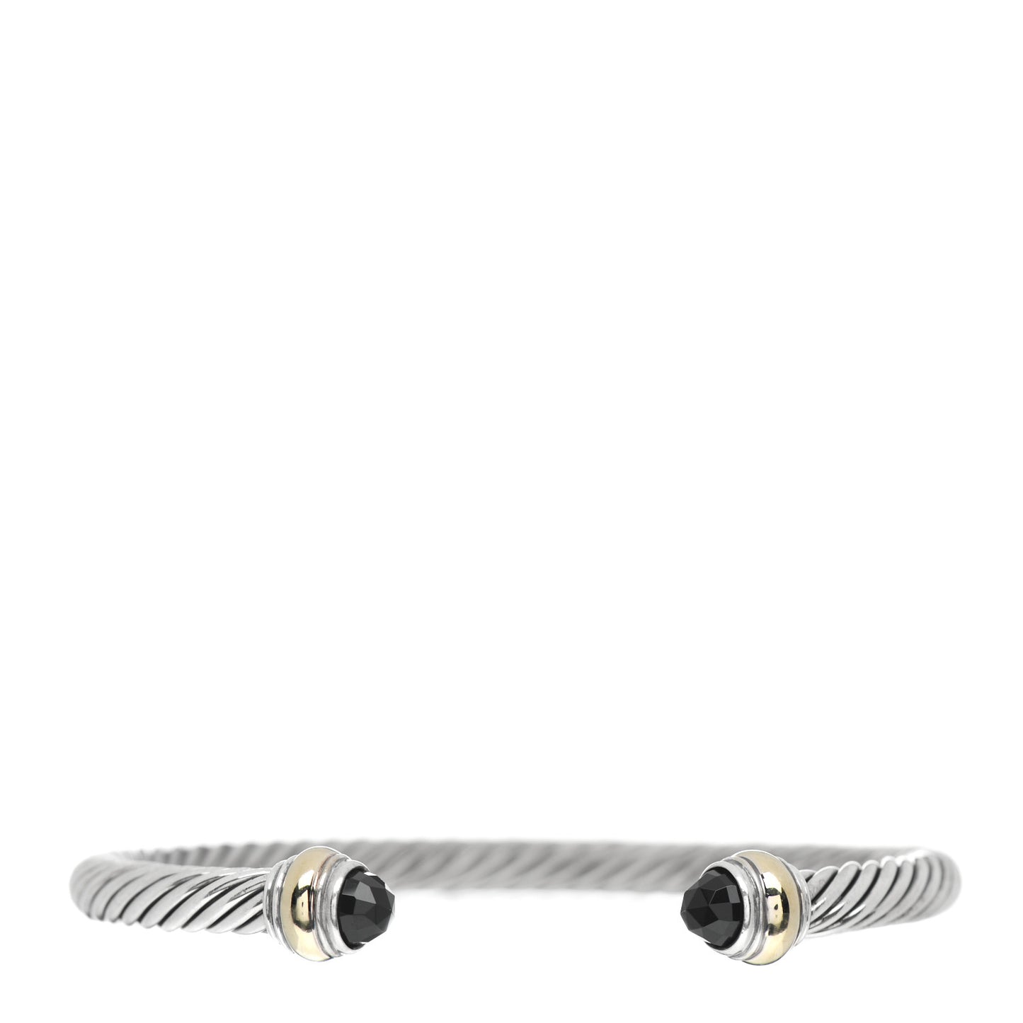 Sterling Silver 14K Yellow Gold Black Onyx 5mm Cable Classics Bracelet