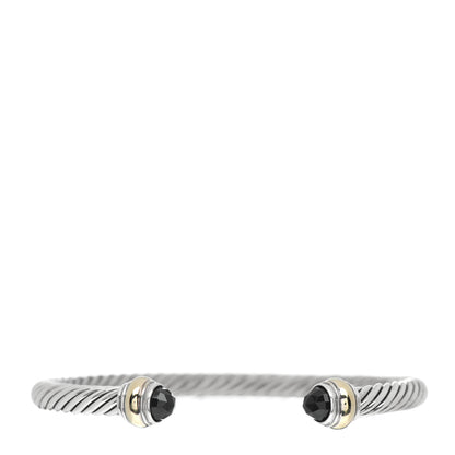 David Yurman Sterling Silver 14K Yellow Gold Black Onyx 5mm Cable Classics Bracelet 1 of 4