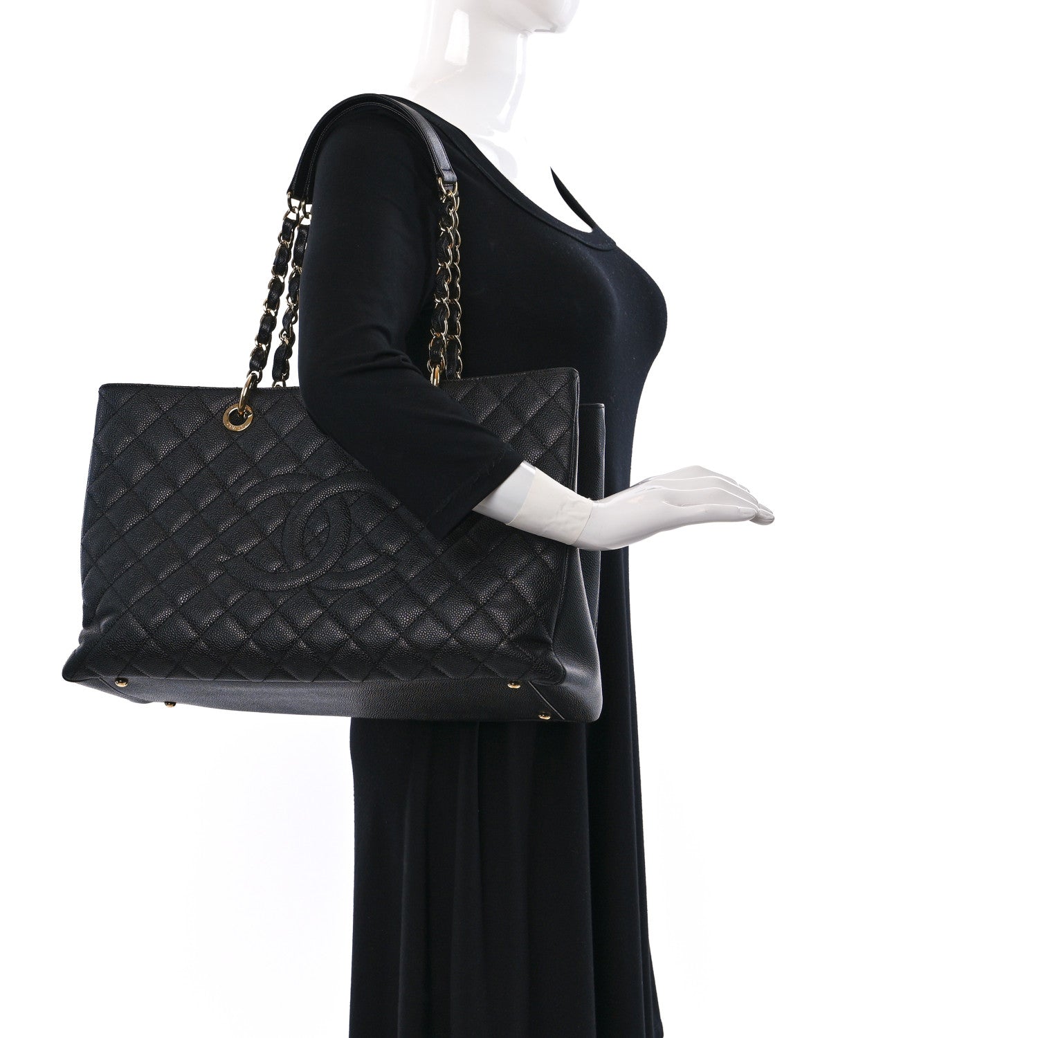 Chanel Caviar Quilted XL Grand Shopping Tote GST Black 2 of 8