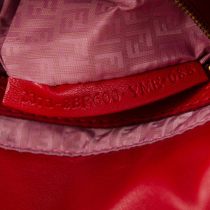 Fendi Nappa Logo Embossed Baguette Red 6 of 7
