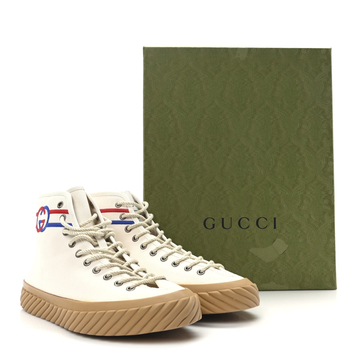 Canvas Interlocking G Mens High Top Sneakers 8.5 Mystic White